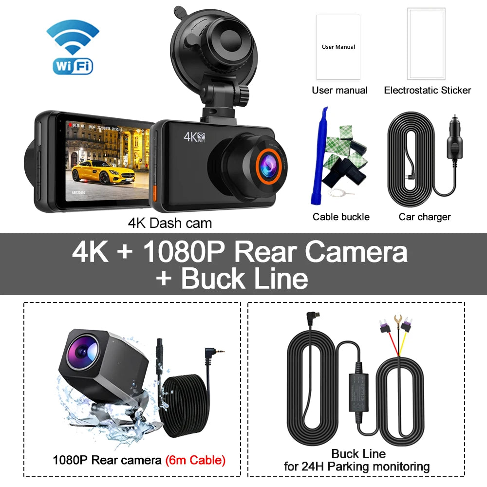 Soam View 4K: Dual Dash Cam with WiFi and 24H Monitor