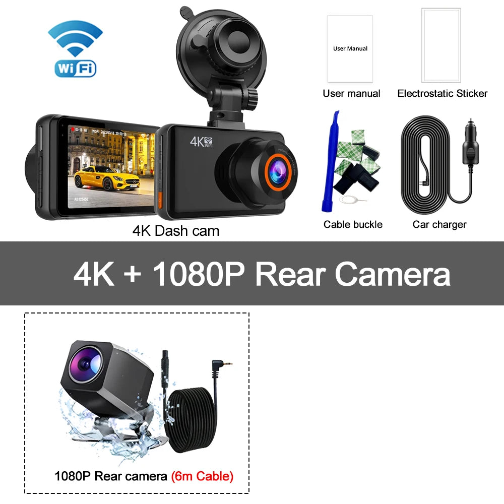 Soam View 4K: Dual Dash Cam with WiFi and 24H Monitor