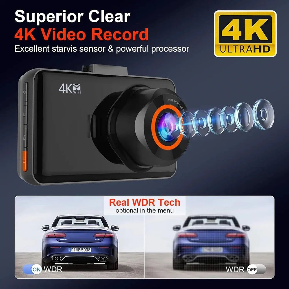 Soam View 4K: Dual Dash Cam with WiFi and 24H Monitor