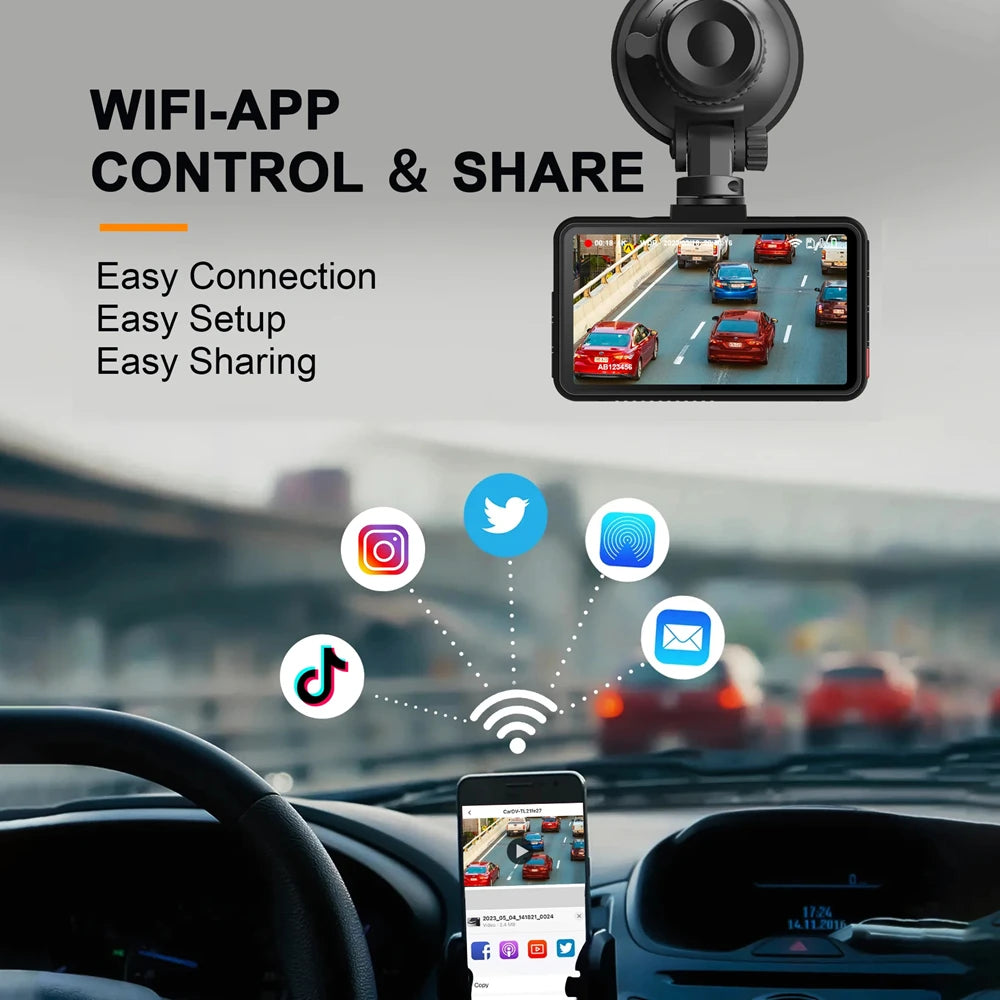 Soam View 4K: Dual Dash Cam with WiFi and 24H Monitor