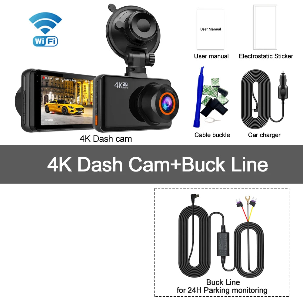 Soam View 4K: Dual Dash Cam with WiFi and 24H Monitor